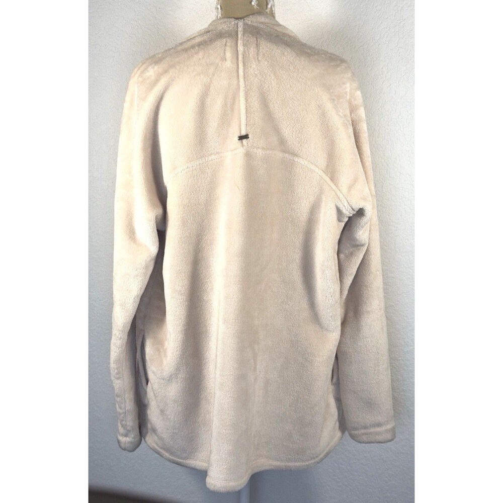 UGG Womens M Beige Plush Fleece Cardigan Open Front Shawl Collar Pockets Cozy - Picture 5 of 11